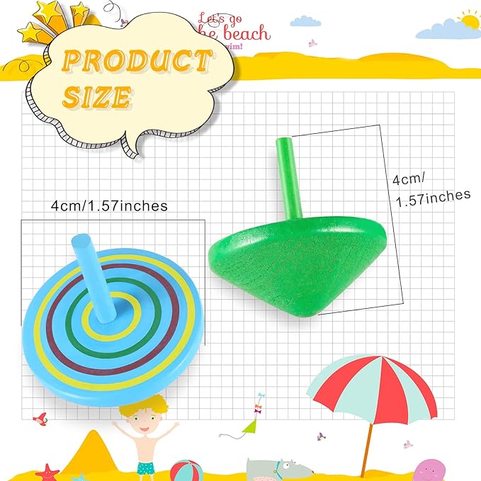 Aoriher Wood Spinning Tops for Kids, Colorful Wooden Gyroscopes Toy, Educational Kindergarten Toys, Rainbow Spin Tops for Games Party Favors Birthday Gifts(50 Pieces)