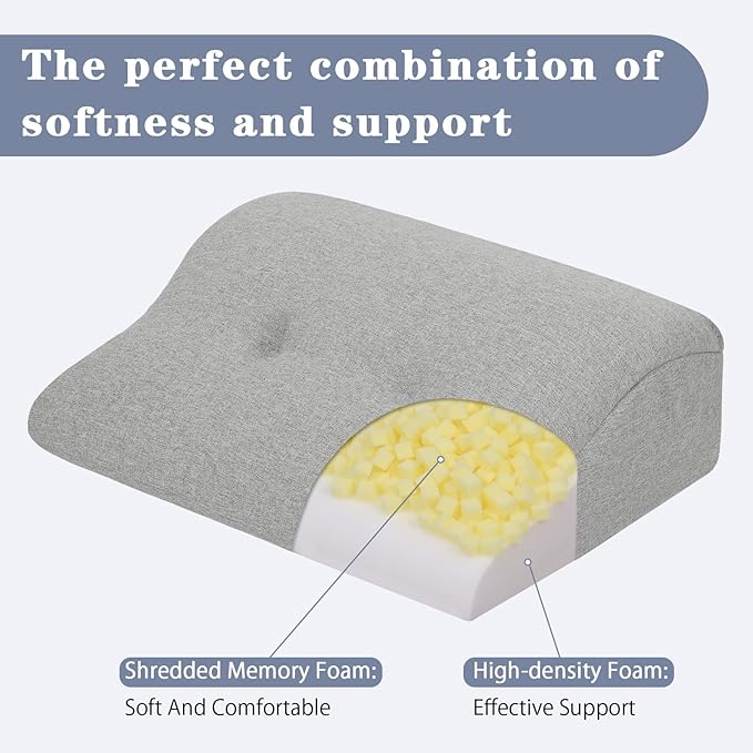 baibu Lumbar Support Pillow for Recliner, Large Memory Foam Dual-Layer Patent Design Back Support Cushion for Sofa & Gaming Chair, Ergonomic Lumbar Pillow with Machine Washable Cover, Grey