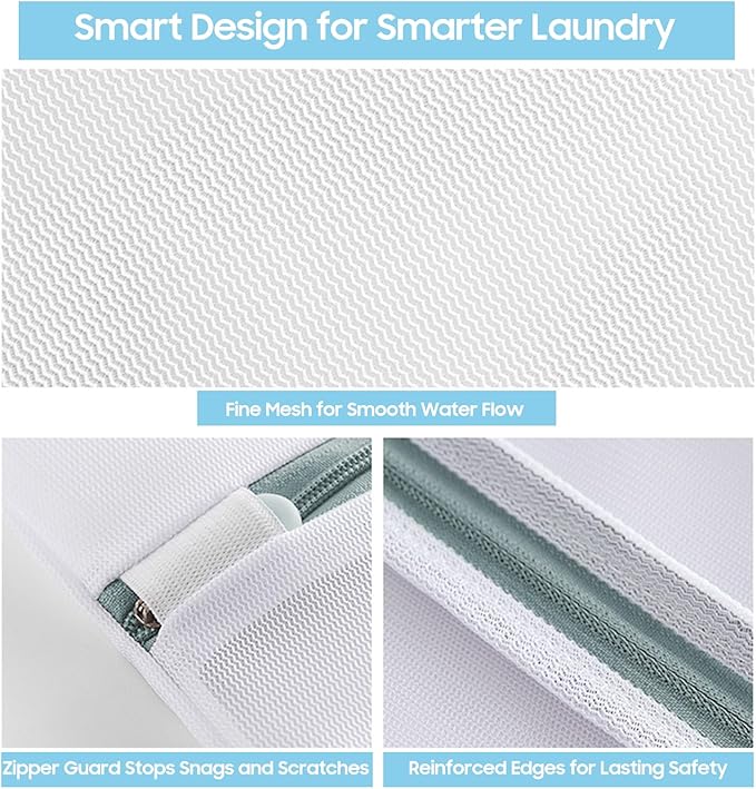 4 Pcs Large Mesh Laundry Bags for Delicates Intimates Lingerie with Zipper 2 Pcs 24” x 24”, 2 Pcs 20” x 24”