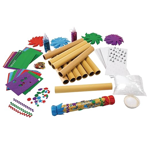 Colorations - RAINKIT DIY Rainstick Kit for Kids, Set of 12, EVA Foam and Cardboard, Native American, Craft Kit, Self-Adhesive, Toys for Kids, Early Learning, Multi-Cultural, Social Sensitivity
