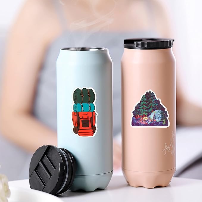 ANGOLIO 84Pcs Spring Camping Party Favors Kit Happy Camper Party Gifts Silicone Bracelets Stickers Keychains Badges for Kids Friends Summer School Camping Adventure Birthday Supplies