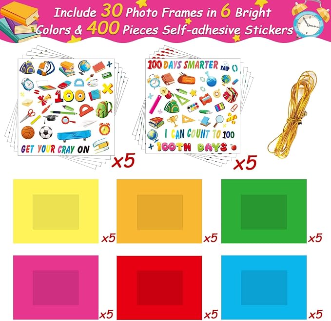 30 Packs 100th Day of School Picture Frame Craft Kits for Kids 100 Days DIY Art Craft 100th Day of School Party Decoration Favor Home Classroom Game Activities