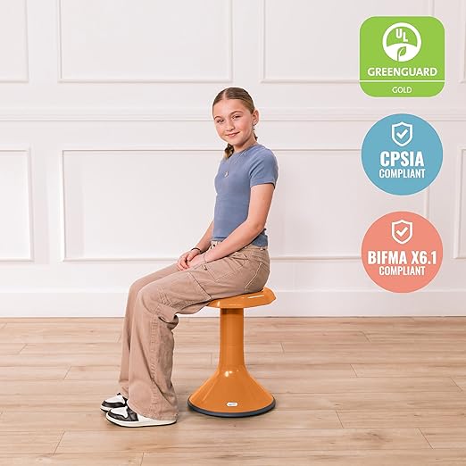 ECR4Kids ACE Active Core Engagement Wobble Stool, 18-Inch Seat Height, Flexible Seating, Orange