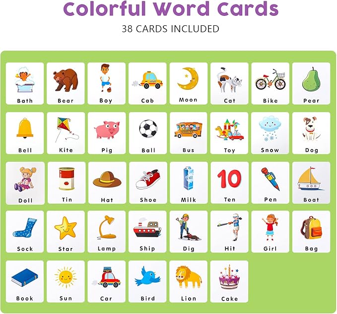 TOY Life Montessori Toys for 1 2 3 Year Old, 6-12 Months Baby Alphabet Flash Cards for Toddler, Reading Spelling Games, CVC Words for Kindergarten Preschool Learning & Education Activities Toy for Kid