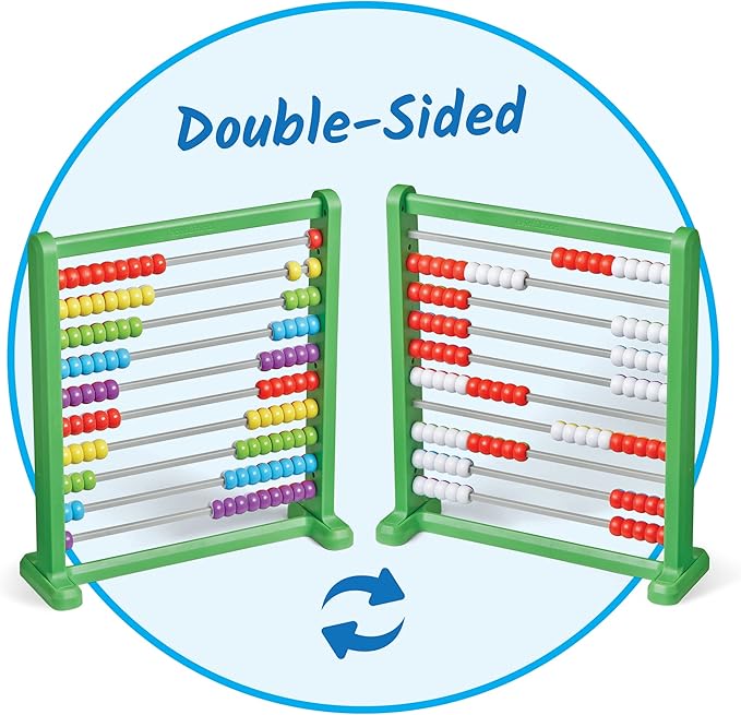hand2mind Double Sided Plastic 100 Bead Abacus, Abacus for Kids Math, Math Manipulatives Kindergarten, Counting Rack for Kids, Counters for Kids Math, Educational Toys for Elementary Kids (Set of 1)