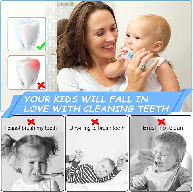 4 Pack U Shaped Toothbrush Kids, Soft Silicone Brush Head Whole Mouth with Handle 360 ° Oral Teeth Cleaning Design for Toddler Toothbrushes Age 2-6