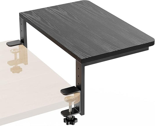 Desk Extender, 15-inch Clamp-On Desk Shelf, Height-Adjustable Desktop Shelf Organizer for Monitors Office and Gaming Accessories, Arm Support Table Extension, 44lbs Heavy Duty, Black