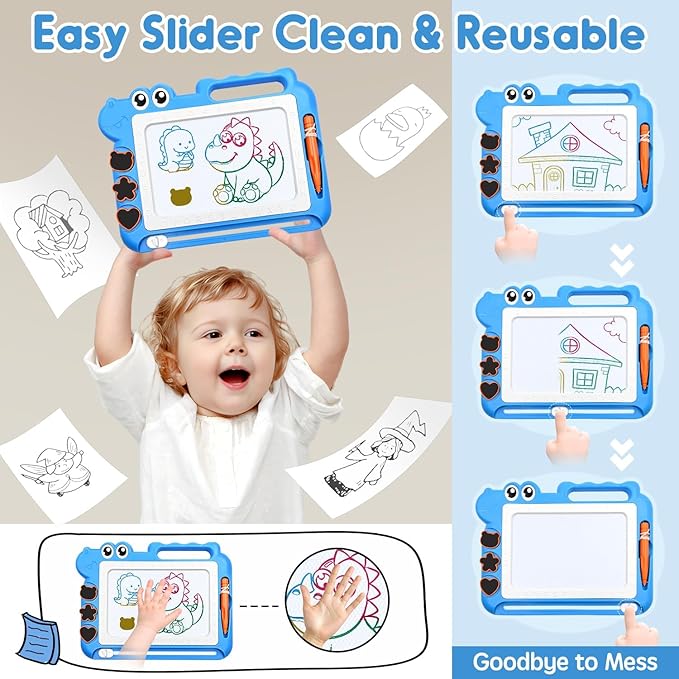 AiTuiTui Magnetic Drawing Board Toddler Toys with Legs for Girls Boys, Color Sketch Writing Scribble Doodle Pad Travel Games, Educational Learning Kids Toys for Birthday or Valentine Gift (Blue)