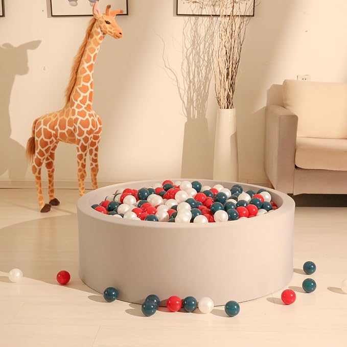 GOGOSO Balls for Ball Pit 100 Count and Long-Lasting Play Balls for Endless Entertainment at Indoor Playgrounds and Playrooms, Red+Green+Pear White