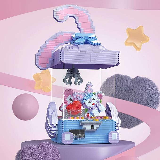 Toy Building Set Purple Doll Cute Micro Bricks Building Blocks Model Set, 1609 Pcs Collectible Ideas Teen Girl Gifts Age 14 and up, with LED Lights DIY Decoration Home