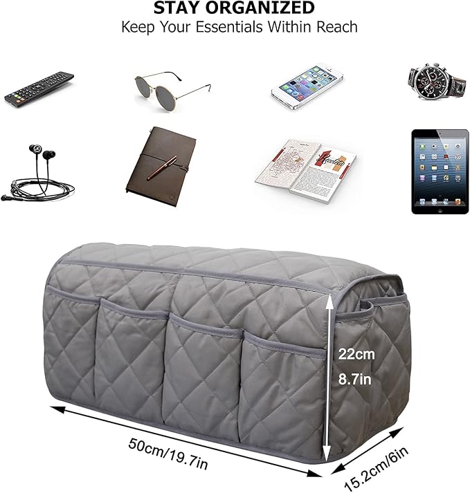 Armchair Caddy,Non Slip Sofa Armrest Organizer, Couch Armrest Remote Control Holder,Waterproof Recliner Arm Caddy with 14 Pockets for Cell Phone TV Remote Control