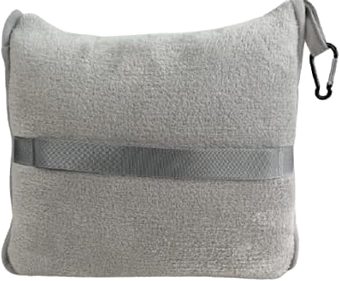 BlueHills Premium Soft Travel Blanket Pillow Airplane Flight Blanket Throw in Ultra-Soft Bag Pillow case Luggage Sleeve & Backpack Clip Large Air Warm Traveler Essentials - Light Gray T024