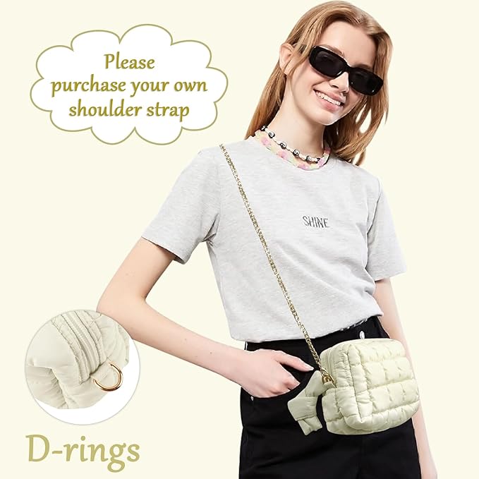 Puffer Quilted Makeup Bag Cosmetic Bags,Puffy Travel Toiletry Pouch for Women,Cute Checkered Zipper Bag Travel Essential,Portable Aesthetic Make up Organizer Bag for Gifts Work Daily(Beige,M)