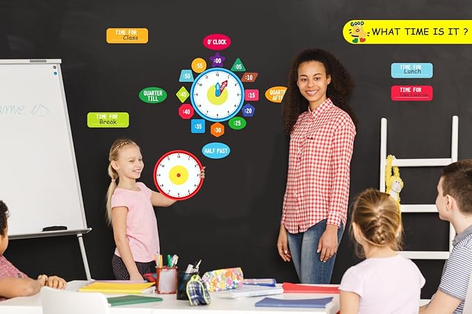 WhatSign Telling Time Bulletin Board Set Telling Time Teaching Clock for Kids 34Pcs Learning to Tell Time Clock Telling Time Clock for Classroom Teacher Must Have Bulletin Board Decorations