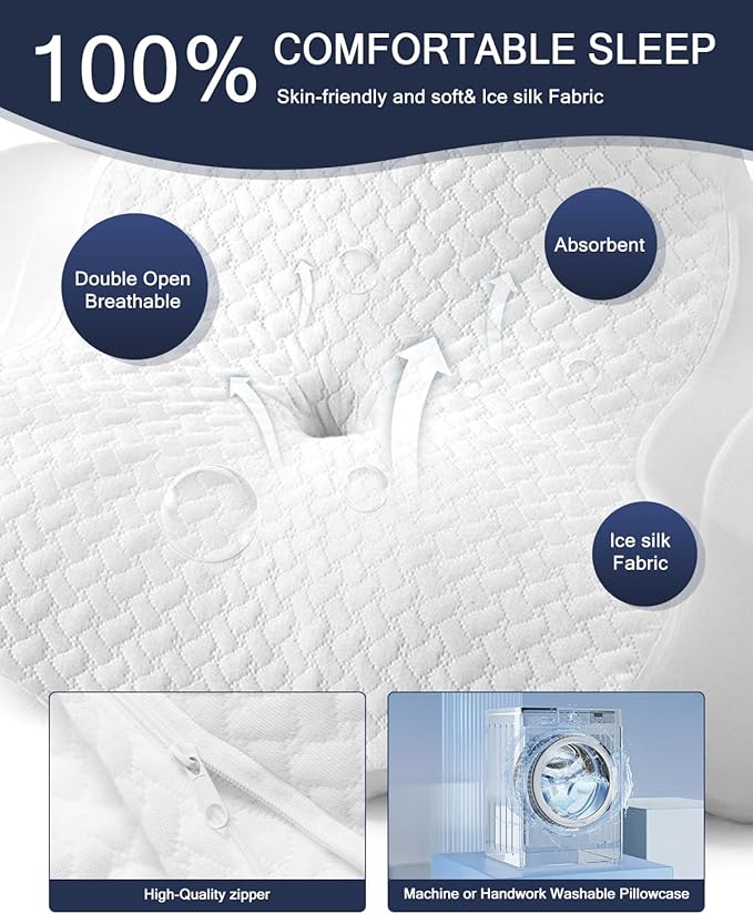 Cervical Neck Pillows&Reading Pillow for Bed Rest Lying,Book Leaning Wedge and Prone, Ergonomic Memory Foam Bed Wedge Pillow for Headboard, Chin & Back Support Pillows on Bedrest Couch（White）