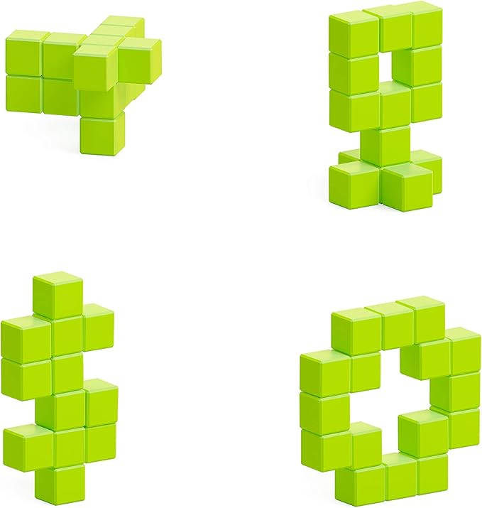 PIXIO-16 Light Green Color Series Magnetic Blocks Building Set 16pcs with Free App, Stress Relief Building Blocks, Magnets for Kids, Pixel Art Desk Toy, Fidget Toys