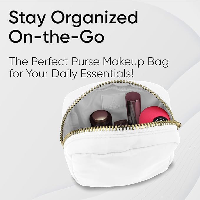 DANCOUR Nylon Makeup Bags for Women Large Preppy Travel Toiletry Pouch Cosmetic Bag Makeup Organizer