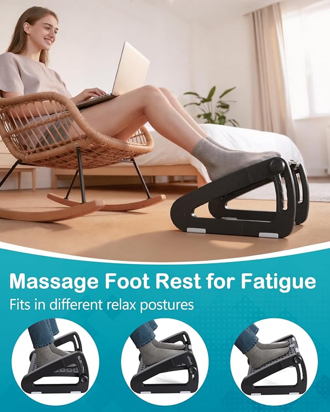 Foot Rest for Under Desk at Work - Ergonomic Under Desk Footrest for Office, Adjustable Foot Stool Desks Footrests with Roller Massager - Leg Support Rest for Office Chair & Gaming Home