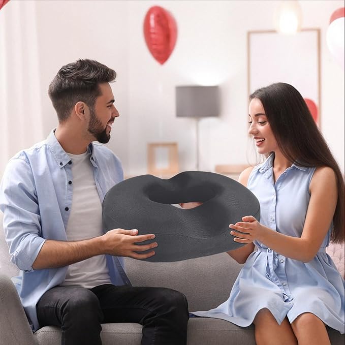 BlissTrends Donut Pillow Seat Cushion, Donut Chair Cushions for Postpartum Pregnancy & Hemorrhoids, Tailbone Pain Relief Cushion, Memory Foam Lifting Cushions for Office & home Chairs (Grey, XX-Large)