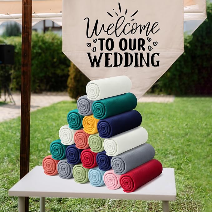 Kinlop Fleece Blanket Bulk 60 x 50 Inch Soft Lightweight Fleece Cozy Blanket Warm Throw Plush Pet Throw for Bed Couch Sofa Home Office Wedding Gifts Travel Camping(Classic Color,60 Packs)