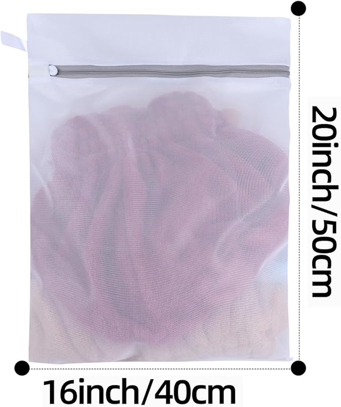 RICHERI Mesh Laundry Bags, Mesh Wash Bags, Durable Mesh Structure with Strong Zipper, Suitable for Underwear, Delicate Clothes, Pants, Shoes, Socks Washing (Small Fine Mesh, Medium 16 * 20in *4pcs)