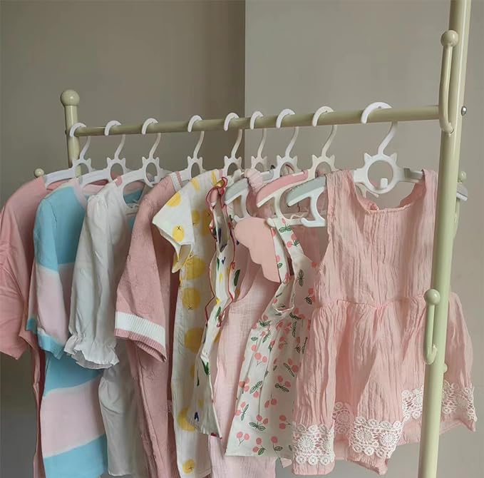 JSF 30Pcs Baby Hangers for Nursery Closet, Infant Hangers Extendable and Non-Slip for Newborn Toddler Kids Clothes,11"-14" Adjustable Children Coat Pant Hanger for Girl and Boy Nursery/Pink