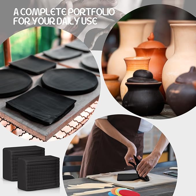 2 Pack Non Drying Oil Based Modeling Clay 4 Pounds with 15 Pcs Pottery Sculpting Tool Set Non Hardening Reusable Sculpting Clay for Craft Projects for Beginners Artist(Black)