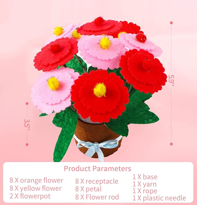 4 pcs Kids Arts and Crafts Sewing Potted Flower kit Ages 1-3, Toddler Arts and Crafts for Kids Preschool Educational Toys Sewing Kit for Kids 1 2 3 4 5 6