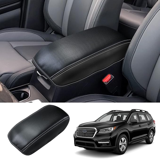 Coleya 2019-2025 2026 Ascent Center Console Cover for Subaru Ascent (Premium/Onyx Edition/Limited/Bronze Edition/Touring), Waterproof&Anti-Scratch Leather Armrest Cover 2025 Ascent Accessories (Black)