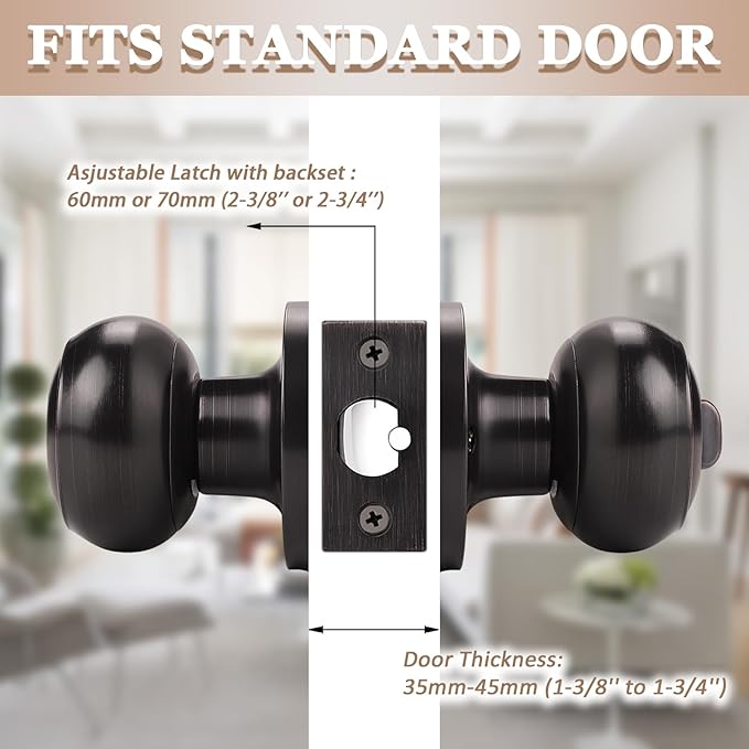 Probrico 10 Pack Interior Bathroom Privacy Keyless Doorknobs Door Lock Lockset in Oil Rubbed Bronze
