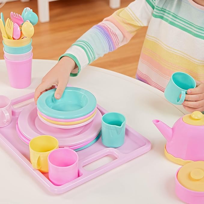 Battat- Play Circle- Dish Set – Plates, Cups, And Tea Party Toys – Play Kitchen For Toddlers- Pretend Play – 3 years + (34 Pcs)