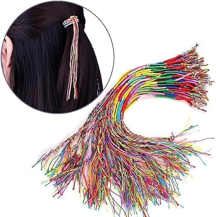 Allazone Handmade Braided Bracelets Assorted Colors Friendship Cords Thread Bracelets, Colorful String Thread Bracelets Friendship Cords Strand Bracelet for Party Favors Supplies