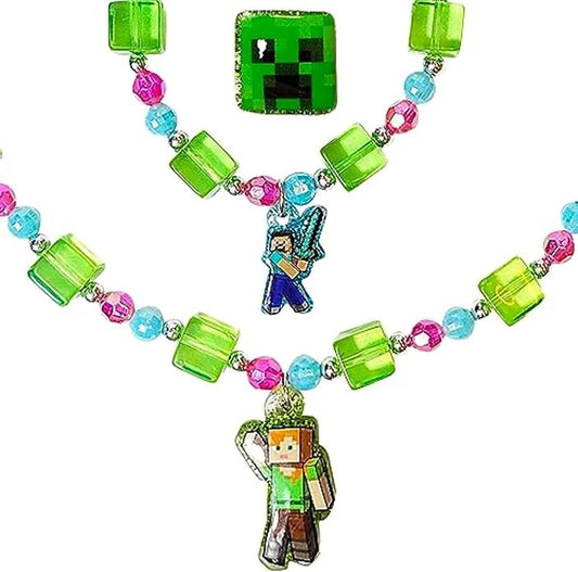 Girls Jewelry Set 3 Piece Princess Toys | Jewelry Set with Beaded Necklace for Gilrs - Toddler Bracelets and Girls Ring | Toddler Girl Toys | Kids Jewelry for Girls | Princess Dress up Ages 3+