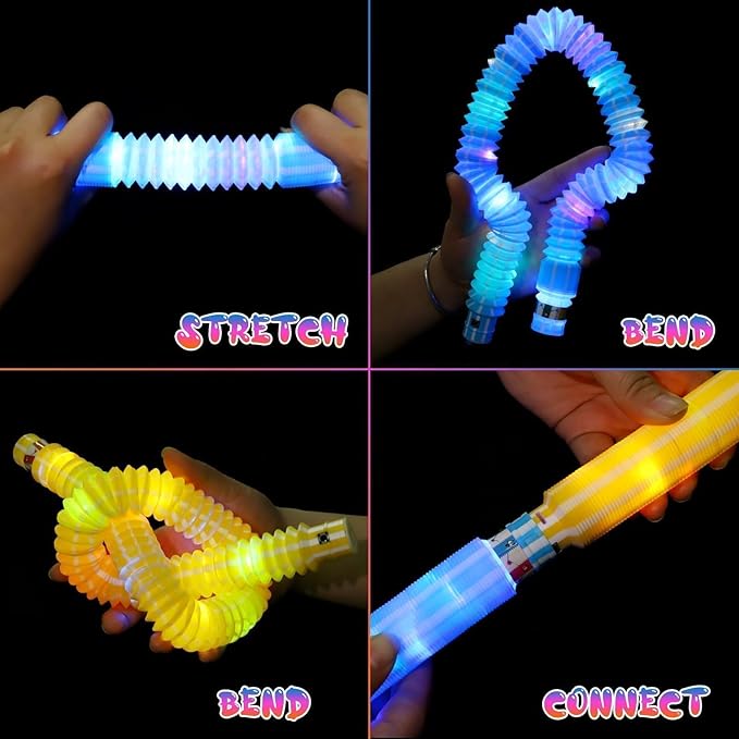 24 Pcs Glow Sticks Party Favors for Kids,Light Up Tubes Fidget Toys,Glow in The Dark Party Supplies Camping Toys, LED Bracelet Necklace Goodie Bag Stuffers Birthday Return Valentines Day Gifts