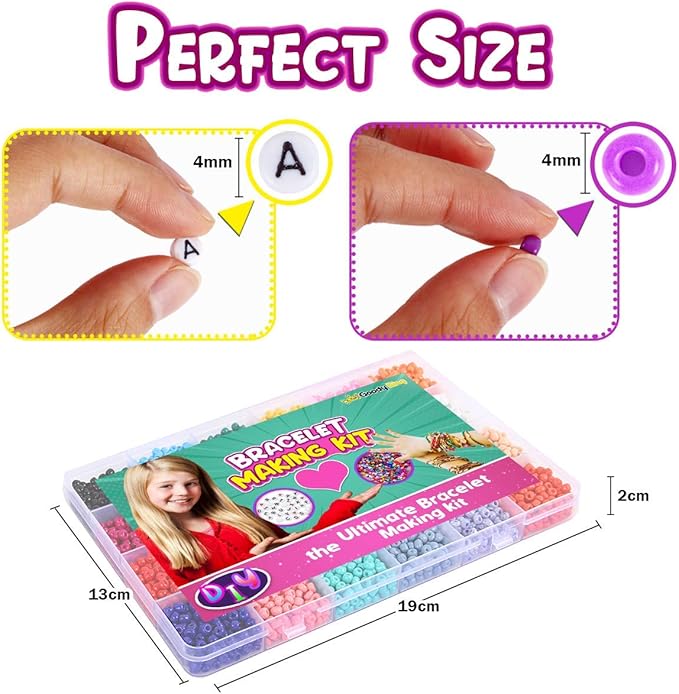 Goody King Jewelry Making Kit Beads for Bracelets - 5000+pcs Bead Craft Kit Set, Glass Pony Seed Letter Alphabet DIY Art and Craft - Gift for Her Women Kid Age 6 7 8 9 (4mm)