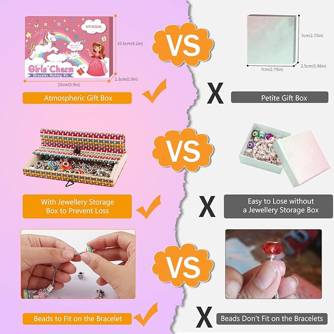 Girls Charm Bracelet Making Kit, Unicorn Toy Gifts for Ages 6 7 8 9 10+ Girls DIY Jewelry Making Kit for 8-12, Perfect Craft Kits Educational Toys - Finger Fine Motor Training and Inspires Creativity