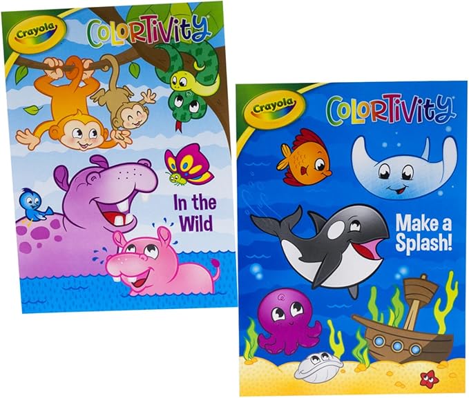 Crayola Coloring Books for Kids Learning Set Bundle - 7 Pc Animal Coloring Activity Books Learning Crayons and Stickers