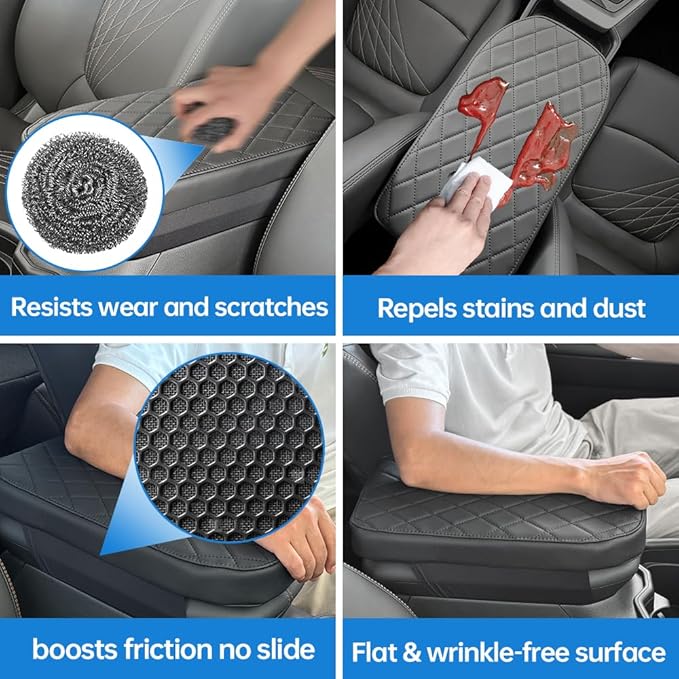 POKSRI Car Center Console Cover pad for Toyota RAV4(2019-2026). Arm Fatigue Relief, armrest Cushion Protect Original Leather from pet Claws, Waterproof Leather&Sponge, Interior Accessories, Black.