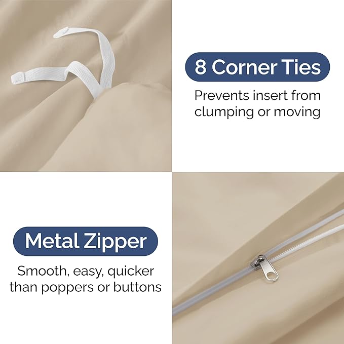 Duvet Cover Cal King Size Set - Extra Soft Cal King Size Duvet Cover 104 x 98 with 2 Pillow Shams - Hotel Luxury Easy Care & Fade Free w/Zipper Closures & Ties - Comfy Breathable Bedding Set (Wheat)