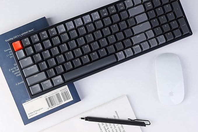 Keychron K4 Wireless Bluetooth/USB Wired Gaming Mechanical Keyboard, Compact 100 Keys 96% Layout RGB LED Backlit Gateron G Pro Red Switch N-Key Rollover, Aluminum Frame for Mac Windows, Version 2