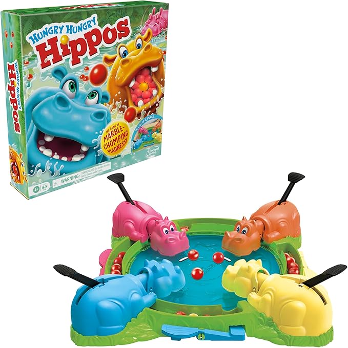 Hungry Hungry Hippos Game for Preschoolers | Instant Marble Relaunch, Easy Set-Up & Storage| Ages 4 and Up | 2 to 4 Players | Kids Games