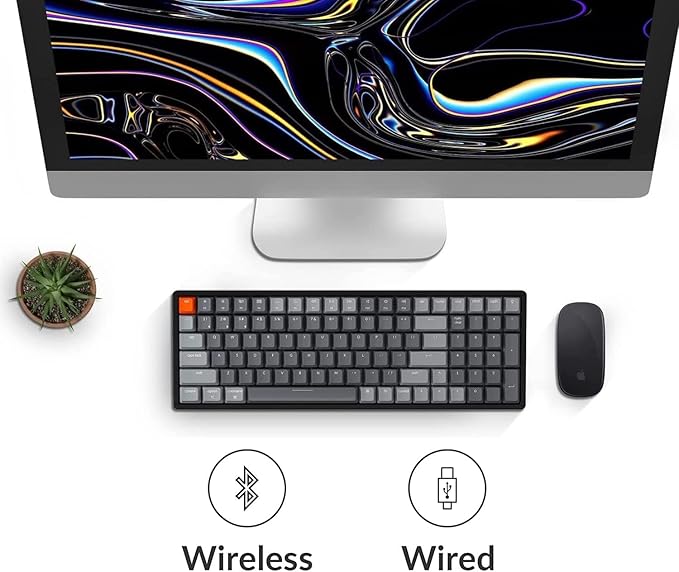 Keychron K4 Bluetooth Wireless Mechanical Keyboard RGB LED Backlit, Hot-swappable Compact 100 Keys USB Wired Computer Gaming Keyboard Aluminum Frame for Mac Windows, Gateron Brown Switch