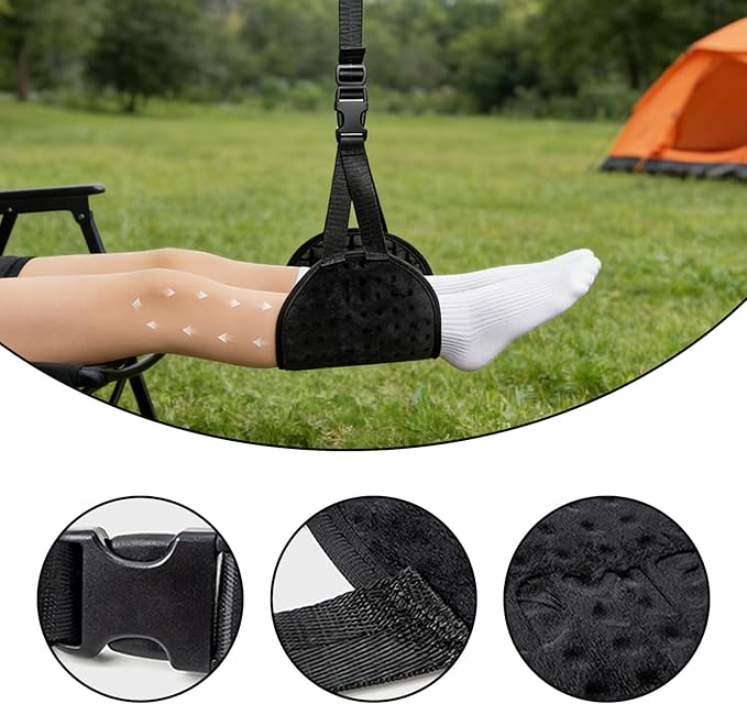 Foot Hammock for Plane Travel - Adjustable Airplane Foot Hammock, Ergonomic Airplane Travel Essentials with Bonus Sock Storage Pouch for Comfortable Long Flights & Trips