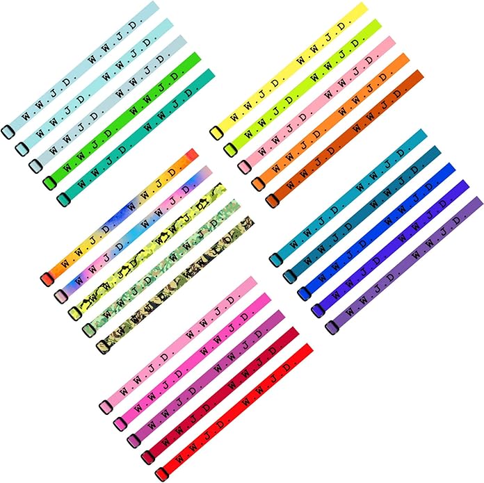 HyDren 100 Pieces Webbing Bracelets What Would Jesus Do Bracelets Christian Jesus Bracelets Religious Charm for Men Women Boys and Girls