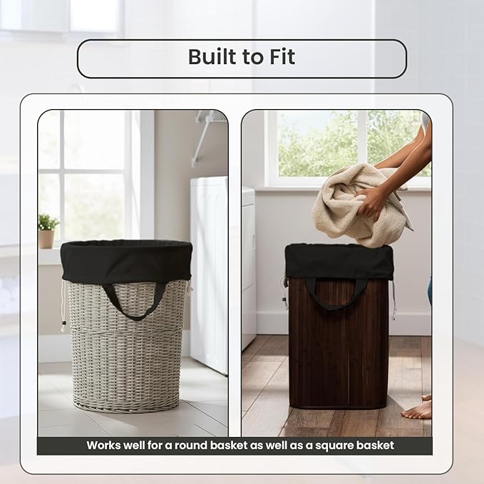 LFH Home Large Premium Cotton Canvas Laundry Bag with Drawstring and Handles Heavy Duty, Multi-Use, and Washable for Home, Travel, College or Storage 28x40 (Pack of 2)-Black