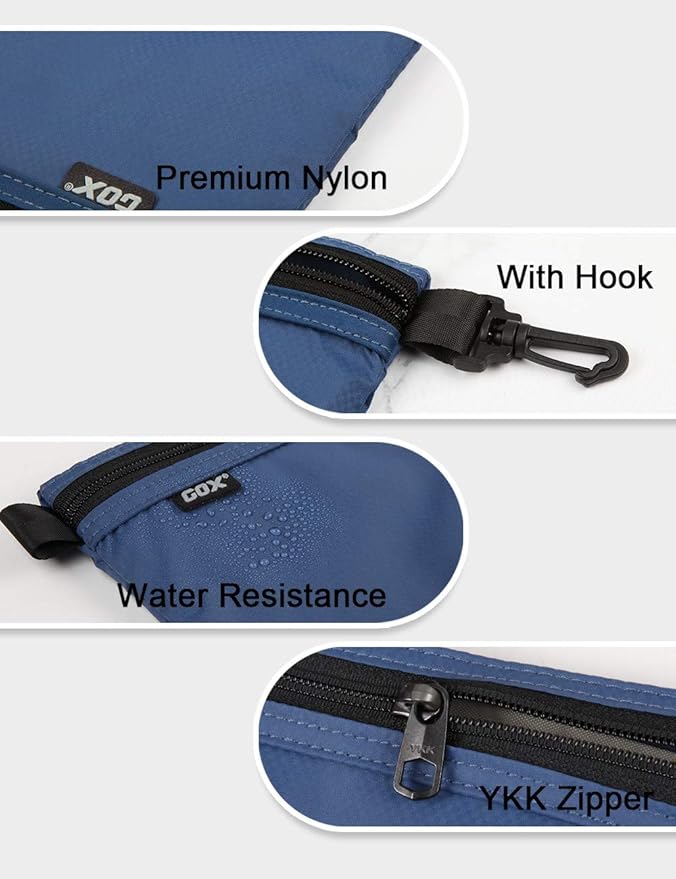 GOX Travel Toiletry Bag Carry On Zipper Pouch Cosmetic Kit Makeup Digital Bag Water Resistant Nylon（navy …