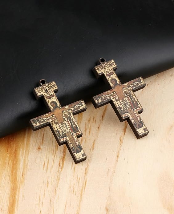 COTTVOTT Wooden Christian Jesus Cross/Orthodox Crucifix Charms Pendants for Rosary Necklace, DIY Jewelry Making Accessories Parts