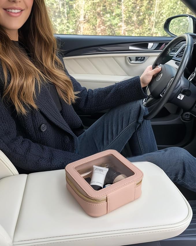 FFpaw Travel Clear Makeup Bag Set, TSA Approved Cosmetic Bag Case with Zipper Portable Makeup Pouch Toiletry Bag Women Traveling Cosmetic Organizer Storage Bag Car Organizer Car Essentials for Women