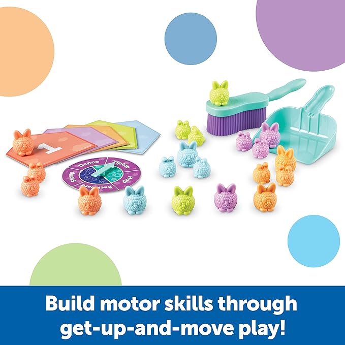 Learning Resources Count & Clean Dust Bunnies, Toddler Activities, Educational Toys Set, Color Teaching Toys, 29 Pieces, Age 3+