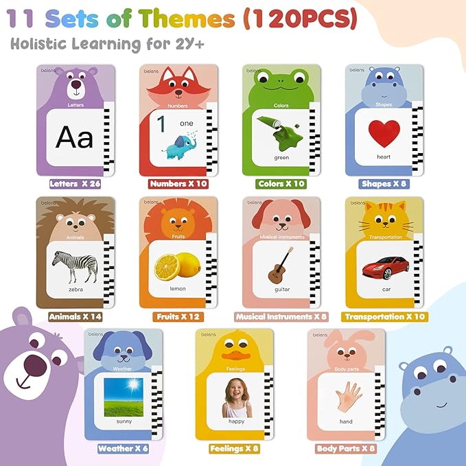 beiens Toddler Toys - Talking Flash Cards for Toddlers 2 3 4 5 6 Year Old with 240 Sight Words - Speech Therapy Autism Sensory Toys for Autistic Children - ABC Learning Educational Montessori Toys